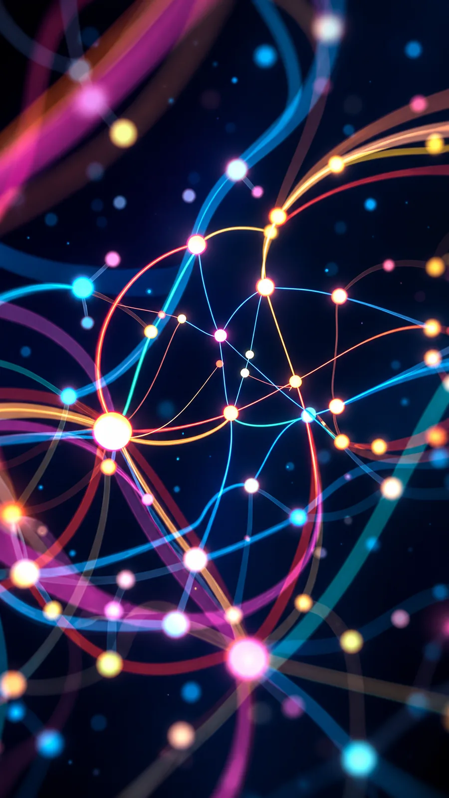 Glowing network of nodes and lines